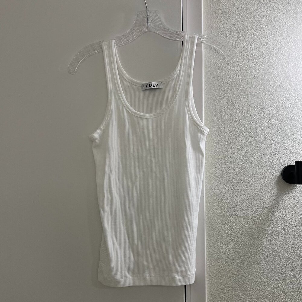 CDLP Ribbed Tank Top in White, XS